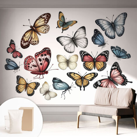 Carta Da Parati Non Tessuto - Con Colla Inclusa per Camera da Letto - Facile da Applica - Motivo decorativo Farfalle del Paradiso 312x219 cm (1/5)