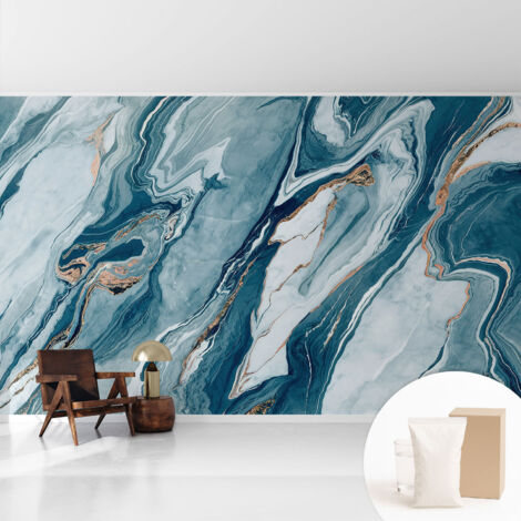 Tapete Vliestapete mit Kleber modern Wohnzimmer - Wanddeko Schlafzimmer - Tapete mit Motiv Mineralische Eleganz 416x254 cm (1/5)
