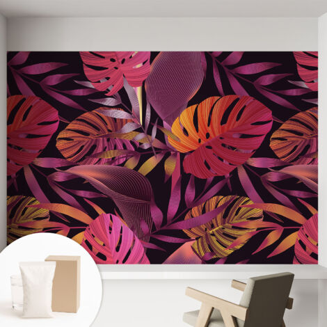 Carta Da Parati In Vlies - Fotomurale - Decorazione Paretie - Per Camera Da Letto - Per Soggiorno - Con Colla Gratuita foglie esotiche 152x104 cm (1/5)