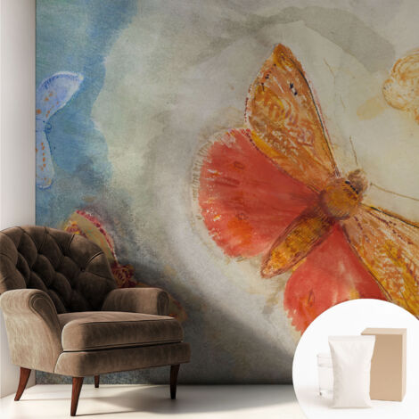 Carta Da Parati Non Tessuto - Con Colla Inclusa per Camera da Letto - Facile da Applica - Motivo decorativo Farfalle colorate 250x250 cm (1/5)