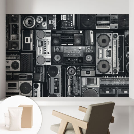 Carta Da Parati Non Tessuto - Con Colla Inclusa per Camera da Letto - Facile da Applica - Motivo decorativo Radio retrò 104x70 cm (1/5)