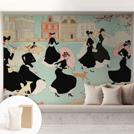 Carta Da Parati Non Tessuto - Decorazione Da Muro - Traspirante - Con Motivo - Per Camera Da Letto Cucina Donne che camminano 208x146 cm (1/5)