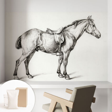 Carta Da Parati - Murale Alla Moda Decorazione - Camera Da Letto - Con Colla Gratuita Schizzo di un cavallo 104x70 cm (1/5)