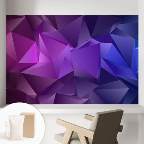 Carta Da Parati In Vlies - Fotomurale - Decorazione Paretie - Per Camera Da Letto - Per Soggiorno - Con Colla Gratuita Triangoli viola 104x70 cm (1/5)