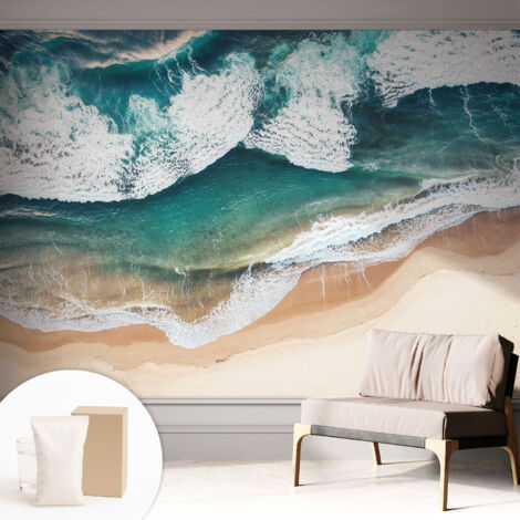 Carta Da Parati In Vlies Decorativa Per Pareti - Con Motivi Moderni - Con Colori Intensi - Per Ufficio Onde del mare 312x219 cm (1/5)