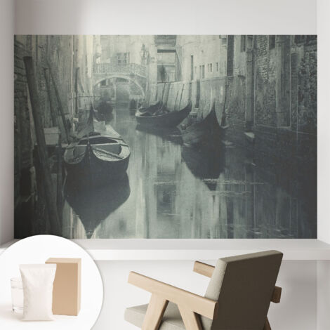 Carta Da Parati Non Tessuto - Con Colla Inclusa per Camera da Letto - Facile da Applica - Motivo decorativo Vecchio canale 104x70 cm (1/5)