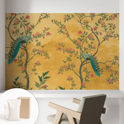 Carta Da Parati In Vlies - Fotomurale - Decorazione Paretie - Per Camera Da Letto - Per Soggiorno - Con Colla Gratuita alberi di pavone 104x70 cm (1/5)