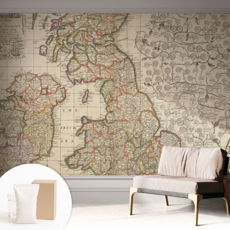 Carta Da Parati - Non Tessuto - Con Colla Inclusa - Per Interni - Ecologica - Con Ingresso - Soggiorno mappa antica 312x219 cm (1/5)