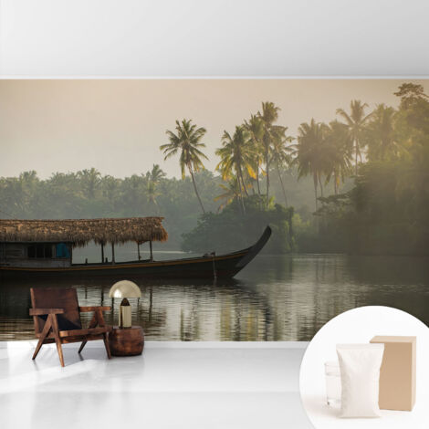 Tapete Vliestapete mit Kleber - Wanddekoration - Wandfolie - 3D Tapete Wand - Wohnungsdeko Tropischer Zufluchtsort 416x254 cm (1/5)