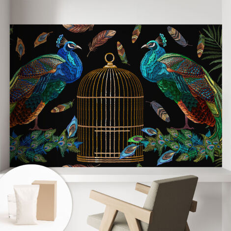 Carta Da Parati Non Tessuto - Di Alta Qualità Per Il Soggiorno La Cucina - Tendenze Moderne - Vlies Ecologico Immagine di pavone 104x70 cm (1/5)
