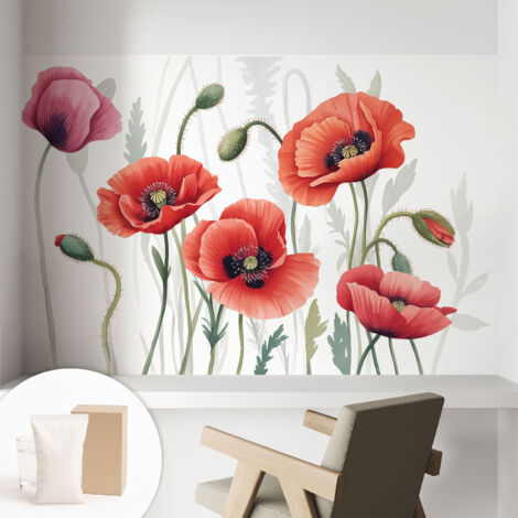 Carta Da Parati - Murale Alla Moda Decorazione - Camera Da Letto - Con Colla Gratuita papaveri rossi 104x70 cm (1/5)