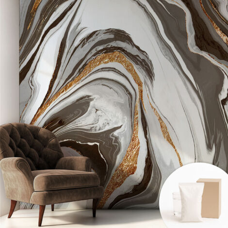 Carta Da Parati - Murale Alla Moda Decorazione - Camera Da Letto - Con Colla Gratuita Vortici di marmo 250x250 cm (1/5)