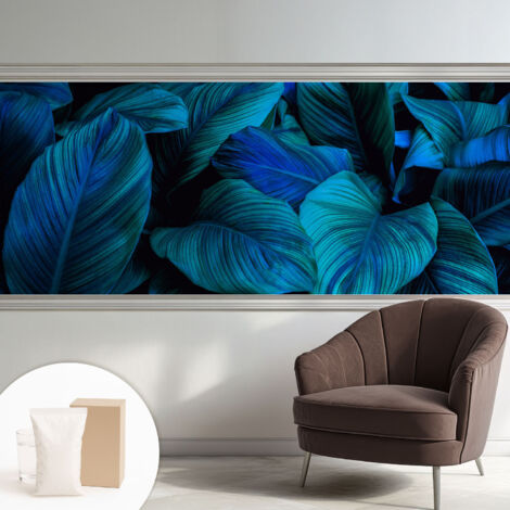 Carta Da Parati In Vlies Decorativa Per Pareti - Con Motivi Moderni - Con Colori Intensi - Per Ufficio Foglie blu 250x104 cm (1/5)