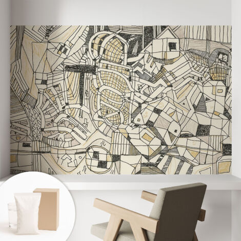 Carta Da Parati Non Tessuto - Di Alta Qualità Per Il Soggiorno La Cucina - Tendenze Moderne - Vlies Ecologico Astrazione geometrica 104x70 cm (1/5)