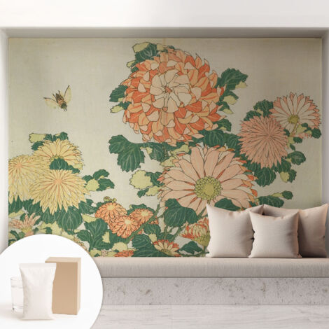 Carta Da Parati con design moderno - con motivi moderni - Fotomurali in TNT Soggiorno Camera De Letto Sala Ufficio fiori di crisantemo 208x146 cm (1/5)