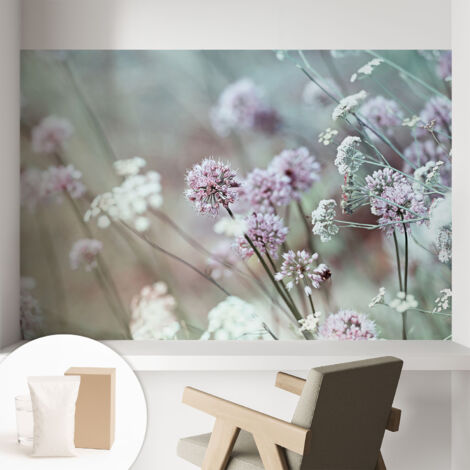Carta Da Parati Non Tessuto - Con Colla Inclusa per Camera da Letto - Facile da Applica - Motivo decorativo Fiori selvatici 104x70 cm (1/5)