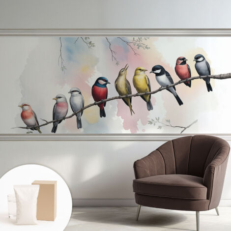 Carta Da Parati - Murale Alla Moda Decorazione - Camera Da Letto - Con Colla Gratuita Uccelli su un ramo 250x104 cm (1/5)