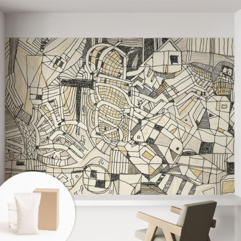 Carta Da Parati In Vlies Decorativa Per Pareti - Con Motivi Moderni - Con Colori Intensi - Per Ufficio Astrazione geometrica 152x104 cm (1/5)