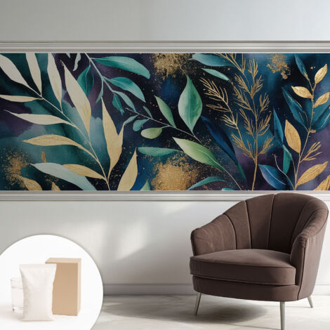 Carta Da Parati - Non Tessuto - Con Colla Inclusa - Per Interni - Ecologica - Con Ingresso - Soggiorno Foglie botaniche 250x104 cm (1/5)