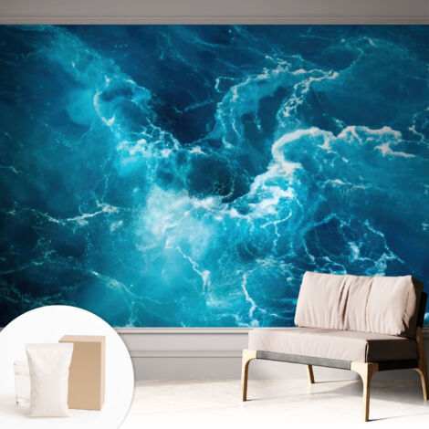 Carta Da Parati Non Tessuto - Con Colla Gratuita - Con Motivi Moderni - Design Elegante Per Pareti vortici marini 312x219 cm (1/5)