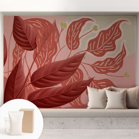 Carta Da Parati - Murale Alla Moda Decorazione - Camera Da Letto - Con Colla Gratuita Foglie biologiche 208x146 cm (1/5)