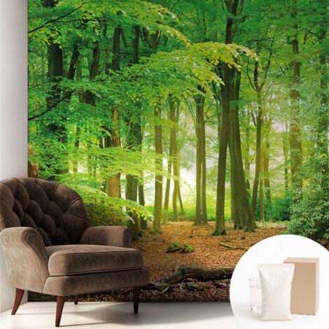 Carta Da Parati Non Tessuto - Con Colla Gratuita - Con Motivi Moderni - Design Elegante Per Pareti Foresta verde 250x250 cm (1/5)