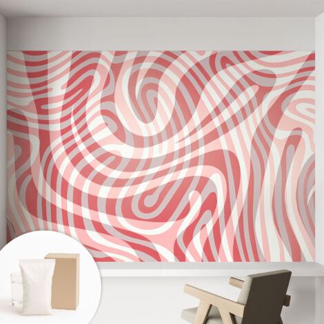 Carta Da Parati In Vlies Decorativa Per Pareti - Con Motivi Moderni - Con Colori Intensi - Per Ufficio Linee ondulate 152x104 cm (1/5)