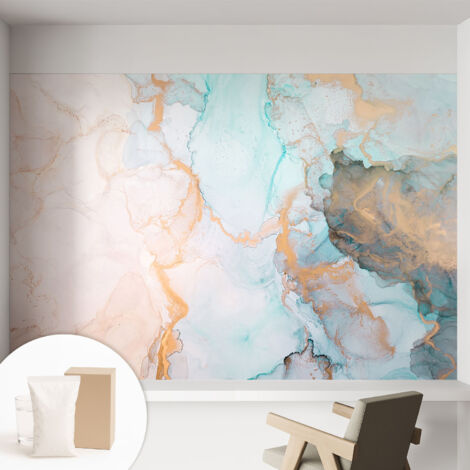 Carta Da Parati - Murale Alla Moda Decorazione - Camera Da Letto - Con Colla Gratuita Onde acquerellate 152x104 cm (1/5)