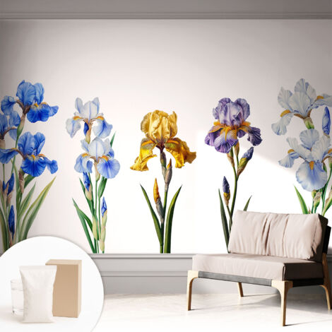 Carta Da Parati Non Tessuto - Con Colla Gratuita - Con Motivi Moderni - Design Elegante Per Pareti Fiori di iris 312x219 cm (1/5)