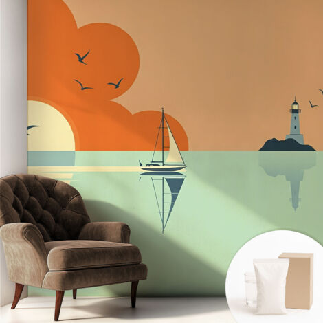 Carta Da Parati Non Tessuto - Con Colla Inclusa per Camera da Letto - Facile da Applica - Motivo decorativo Delizia marina 250x250 cm (1/5)