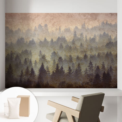 Carta Da Parati Non Tessuto - Di Alta Qualità Per Il Soggiorno La Cucina - Tendenze Moderne - Vlies Ecologico Nebbia forestale 104x70 cm (1/5)