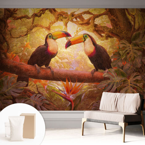 Carta Da Parati In Vlies - Fotomurale - Decorazione Paretie - Per Camera Da Letto - Per Soggiorno - Con Colla Gratuita Tucani colorati 312x219 cm (1/5)
