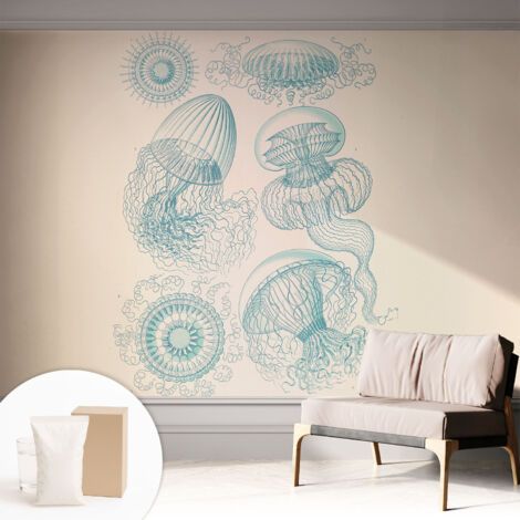 Carta Da Parati con design moderno - con motivi moderni - Fotomurali in TNT Soggiorno Camera De Letto Sala Ufficio Medusa marina 312x219 cm (1/5)