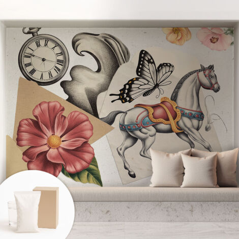 Carta Da Parati In Vlies - Fotomurale - Decorazione Paretie - Per Camera Da Letto - Per Soggiorno - Con Colla Gratuita Fiori vintage 208x146 cm (1/5)