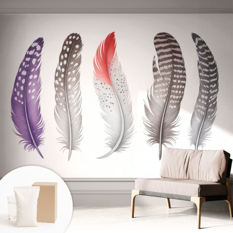 Carta Da Parati - Murale Alla Moda Decorazione - Camera Da Letto - Con Colla Gratuita Piume decorate 312x219 cm (1/5)