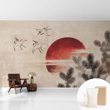 Tapete Vliestapete mit Kleber - Wanddekoration Wohnzimmer - Tapete Schlafzimmer Waldmorgendämmerung 416x254 cm (1/5)
