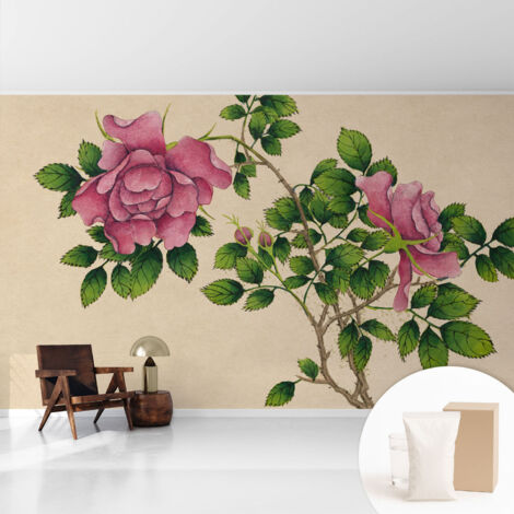 Tapete Vliestapete mit Kleber - Fototapete mit Motiv - Wandtapete modern - Wandgestaltung Romantische Rosen 416x254 cm (1/5)