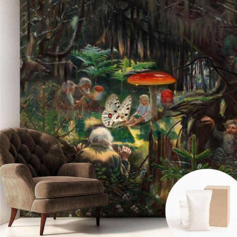 Carta Da Parati In Vlies Decorativa Per Pareti - Con Motivi Moderni - Con Colori Intensi - Per Ufficio Foresta incantata 250x250 cm (1/5)