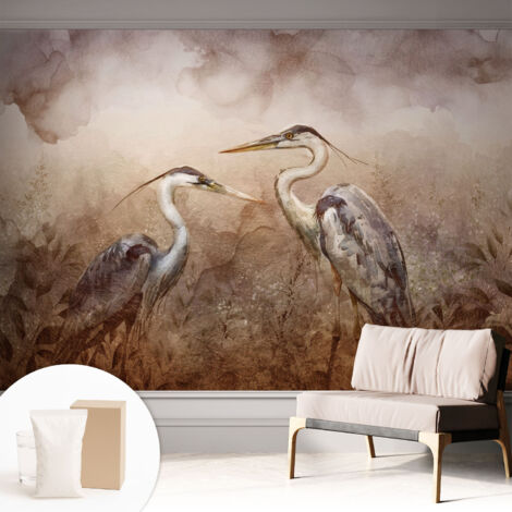 Carta Da Parati Non Tessuto - Con Colla Inclusa per Camera da Letto - Facile da Applica - Motivo decorativo Uccelli eleganti 312x219 cm (1/5)