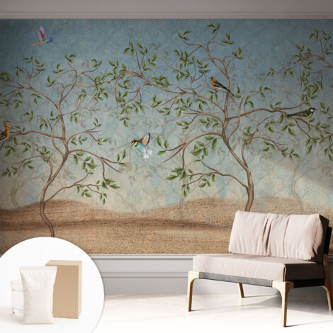 Carta Da Parati Con Design Moderno - Per Rinnovamento Rapido - Non-Woven - Per Interni Moderni Uccelli sugli alberi 312x219 cm (1/5)