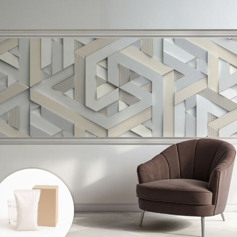 Carta Da Parati - Non Tessuto - Con Colla Inclusa - Per Interni - Ecologica - Con Ingresso - Soggiorno Forme illusorie 250x104 cm (1/5)