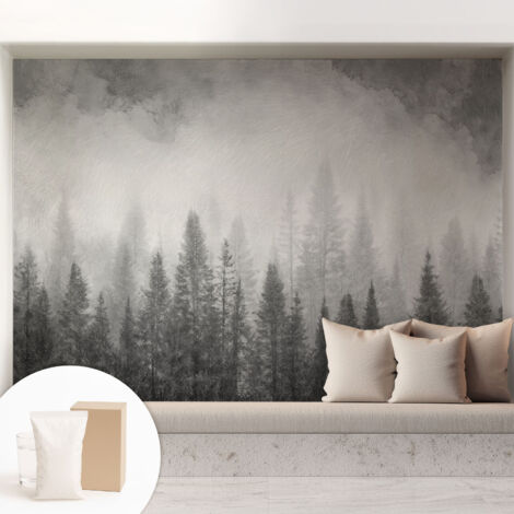 Carta Da Parati Non Tessuto - Decorazione Da Muro - Traspirante - Con Motivo - Per Camera Da Letto Cucina Nebbia forestale 208x146 cm (1/5)