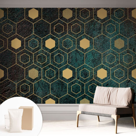 Carta Da Parati - Murale Alla Moda Decorazione - Camera Da Letto - Con Colla Gratuita Esagoni geometrici 312x219 cm (1/5)
