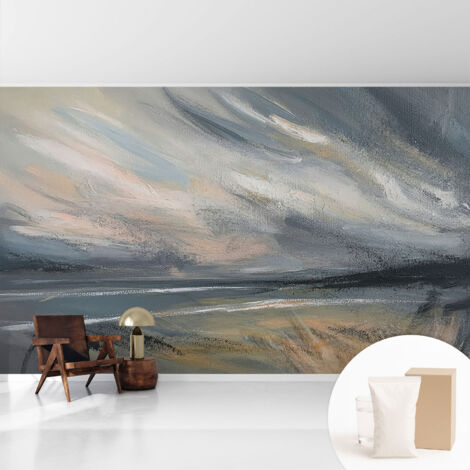 Tapete Vliestapete mit Kleber - abwaschbar - Arbeitszimmer - Esszimmer- Top Qualität Morgenstille 416x254 cm (1/5)