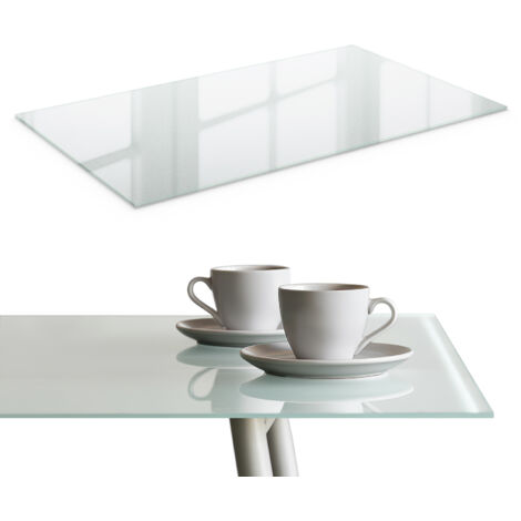 Piano tavolo in vetro 4 mm vetro temperato opaco per soggiorno - per cucina e sala da pranzo - Moderno e sicuro - Tavolino da caffè 100x60 cm