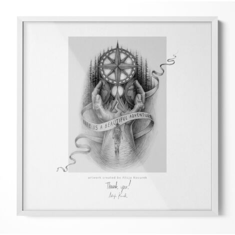 Cornice per foto - 50x50 cm - Bianco - con Grafica Artistica Vetro Acrilico da Parete per Decorazione Casa