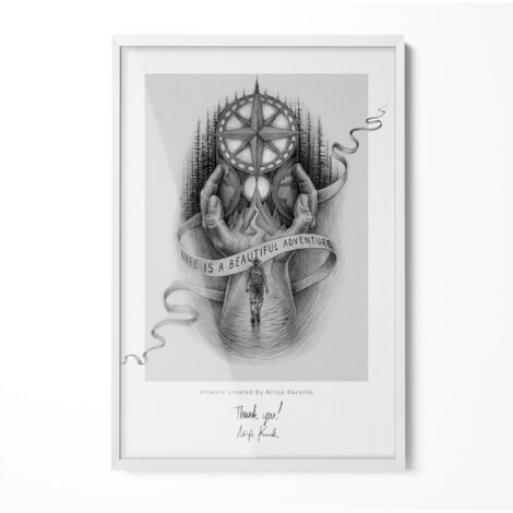 Cornice per foto - 40x60 cm - Bianco - con Grafica Inclusa Vetro Acrilico da Parete per Foto Diplomi e Ritratti Familiari