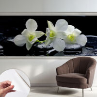 Carta da parati autoadesiva - Fotomurale adesivo - soggiorno moderno - resistente - Fiori e pietre 250x104 cm