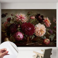Carta da parati autoadesiva - fotomurale - alta qualità - per la cucina - camera da letto - Maestà floreale 152x104 cm