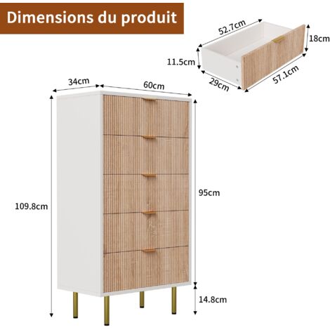 Cassettiera DUMOS 9 Cassetti | Comò In Tessuto E Acciaio | Struttura Robusta Con Piano In Legno | Antiribaltamento | Per Camera Da Letto, Ingresso